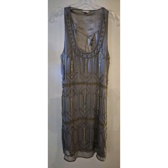 Fossil Rare Beaded 1920s Style Flapper Dress Vintage Large - Picture 1 of 7
